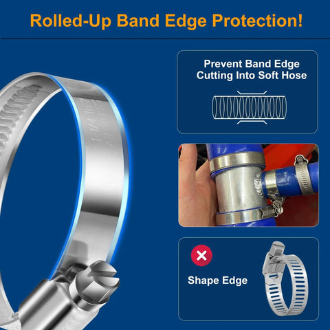 Steelsoft stainless steel worm-gear hose clamp, micro size #4, 3/8–5/8 in, 20-pack for 5/16 in fuel line, rolled edge