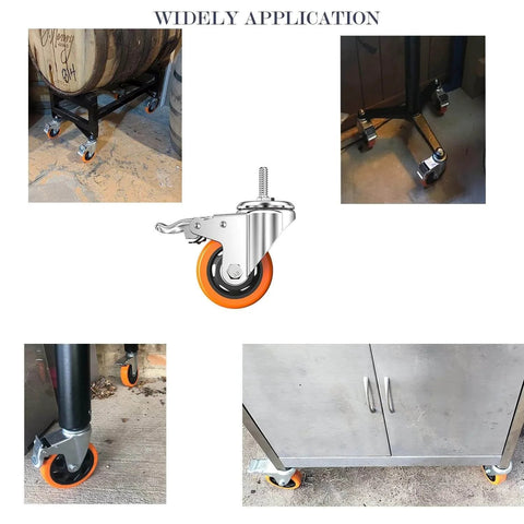 Heavy Duty Stem Casters With PVC Wheels 2 Inch Brake Dual Locking M8 Stem 1 Inch for Home Office Industry in various applications