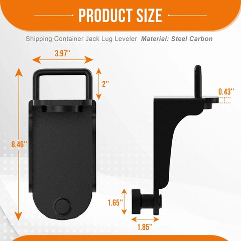 Front and side view of U Shaped Handle Jack Lug For Container Easy Lifting With Rustproof Coating, dimensions shown.
