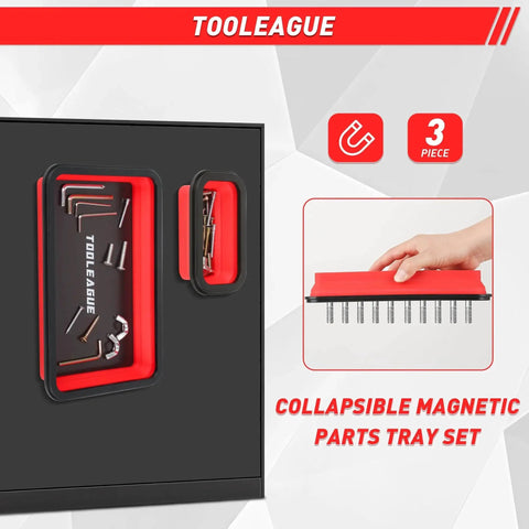 Collapsible Magnetic Parts Tray Set With 15Lb Magnetic Pickup Pen, 3 Size Silicone Foldable Tool Trays, organizing screws and bolts.