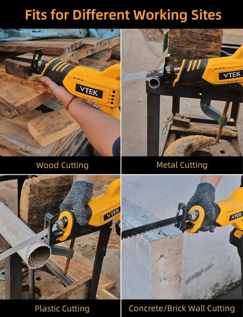 Brushless Cordless Reciprocating Saw With 3-Speed Settings, 0-3000 RPM, Beast Power For Wood Metal Plastic Brick Cutting