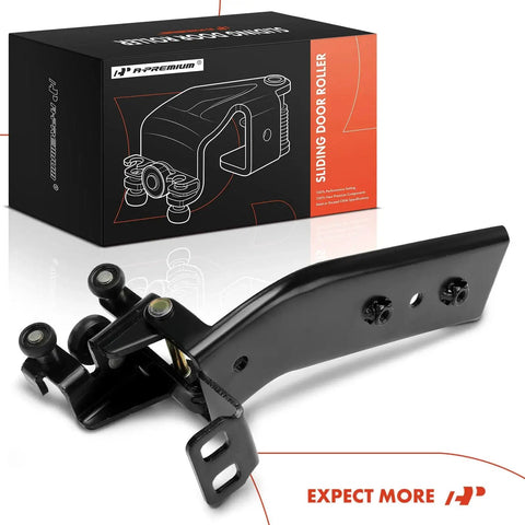 Right Passenger Center Sliding Door Roller Bracket Compatible With Chevrolet Express 1500 2500 3500 4500 G30 And GMC Savana 1500 2500 3500 4500 G3500 Designed For Smooth Operation Durable Steel Construction Corrosion Resistant Precise Fit Easy Install, shown with packaging