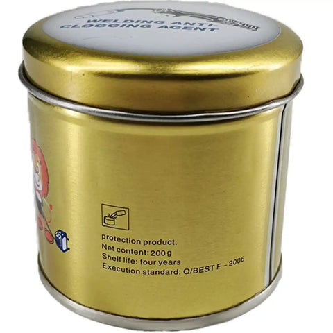 Side view of tin packaging of Anti-Spatter Welding Gel for MIG Nozzles, Keeps Nozzle Clean and Spatter-Free, Easy Apply Barrier