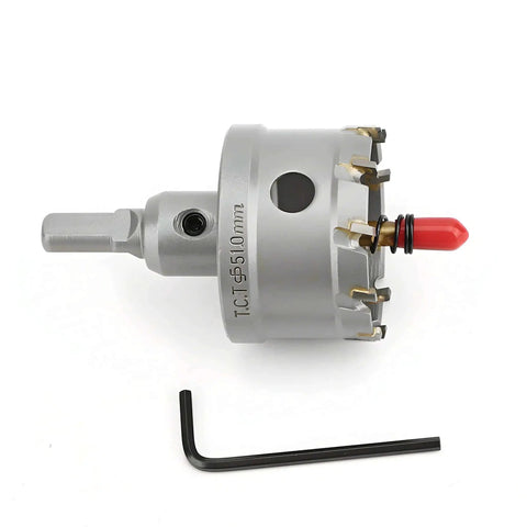 2 Inch TCT Hole Saw Kit With Tungsten Carbide Teeth And Titanium Plated Pilot Bit For Drilling Hard Metals Like Stainless Steel Aluminum Iron Plastic And Alloys Includes Hex Key Durable Anti Corrosion 51mm Hole Saw Set For Professionals