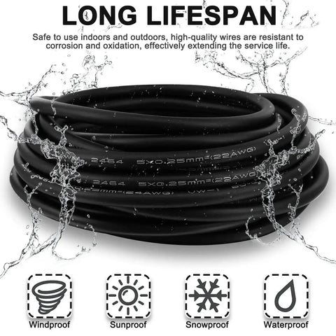 Coiled M12 4 Pin Sensor Connector Cable Straight Male Aviation Wire 6.5Ft Waterproof IP67 Lead with water splash imagery
