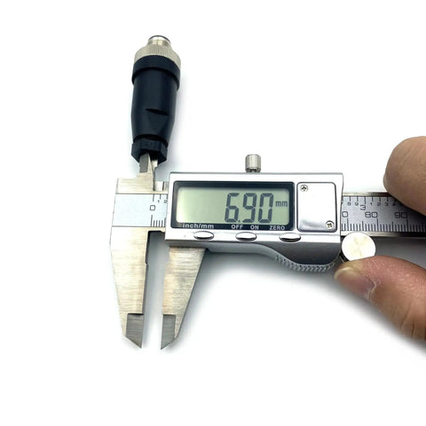 M12 3 Pin Male Circular Connector A Coding Interface Field Wireable Sensor shown with caliper measurement 6.90mm