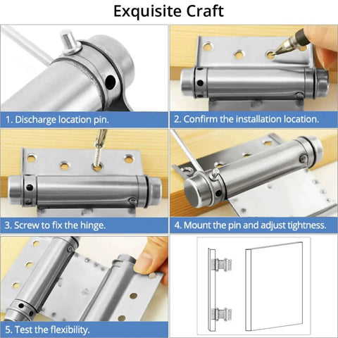 Installation guide for Heavy Duty Cafe Saloon Bar Door Swing Hinges, 8 Pack, 3 Inch Stainless Steel Self Closing Hinges with diagrams