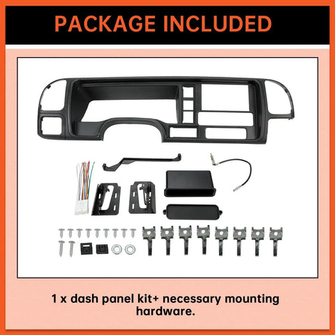 Double Din Dash Panel Bezel For 1995 1999 GMC Silverado Tahoe Suburban with mounting hardware and wiring kit