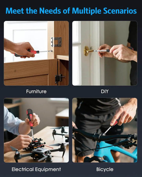 Cordless Power Screwdriver Kit With USB Cable used for furniture, DIY projects, electrical equipment, and bicycles