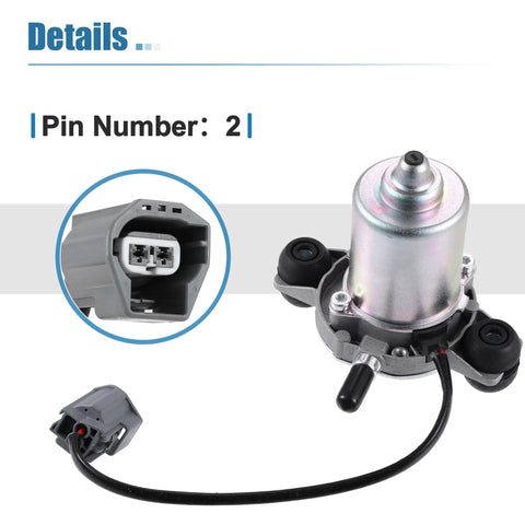 Brake vacuum pump assembly with metal housing, mounting base, gray two-pin connector, and black hose