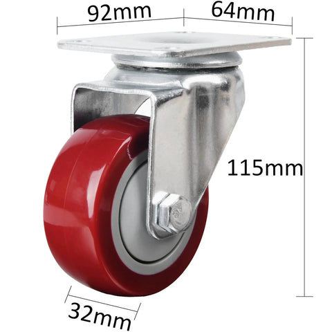3 Inch Swivel Casters Set Of 4 Heavy Duty Plate Casters With Premium Polyurethane Wheels Load Bearing 2200 Lbs Total