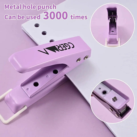 Heavy Duty Hole Puncher With One Quarter Inch Hole, Cuts The Grunt Work In Half, All Metal Design, Purple, 15 Sheets, Craft Use