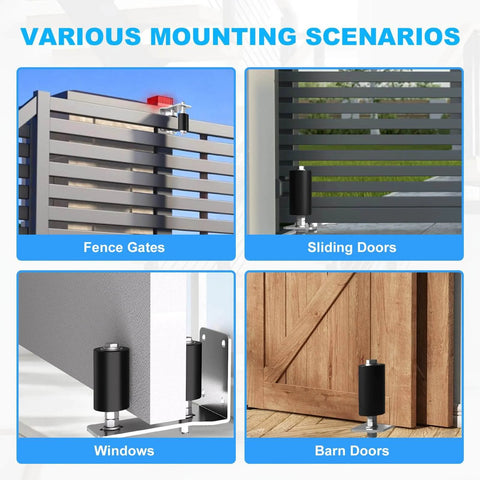 Two Pack 3-Inch Sliding Gate Rollers With Adjustable Guide Bracket for fence gates, sliding doors, windows, and barn doors.