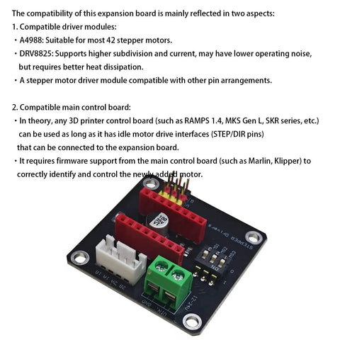 Two Pack 42 Stepper Motor Driver Expansion Board for 3D Printers DRV8825 A4988 compatible shield module with connection ports visible