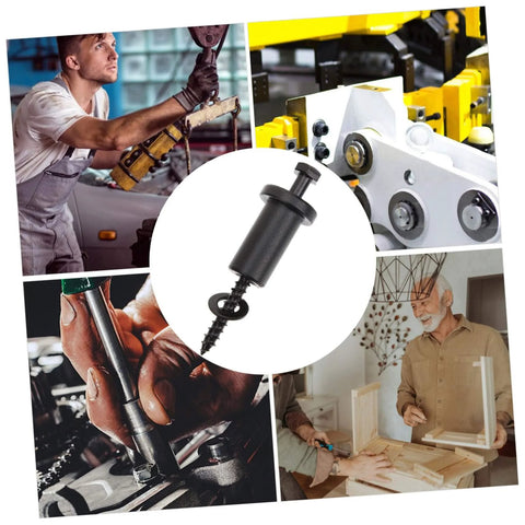 Collage showing 4 sets sliding barn door hardware spacers and track connectors carbon steel adjustable wall mounted spacing.