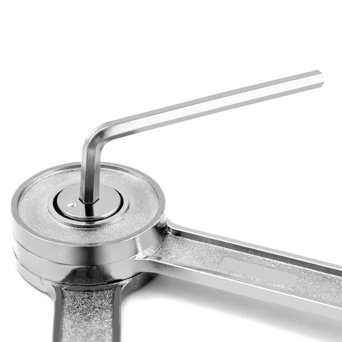 Close-up of Premium Lid Stay Hinge With 40lbs Capacity Two Pack For Easy Install And Adjustable 75 Degree 90 Degree And 110 Degree Angles in aluminum.