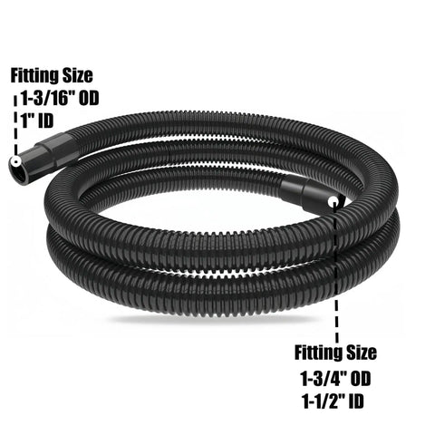 10 Ft Dust Collection Hose Kit With Five Fittings For Woodworking Tools Home Use And Wet Dry Shop Vacuums Includes 1 3/16 In OD Hose 1 In ID