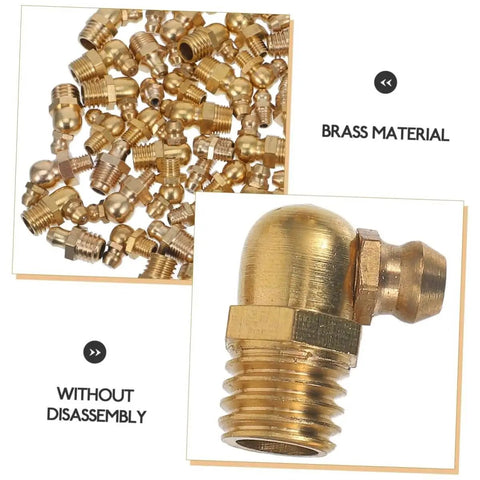Grease Fitting Assortment Kit For Vehicles Trucks Applications With All In One Lubrication Nozzles shown in brass material close-up