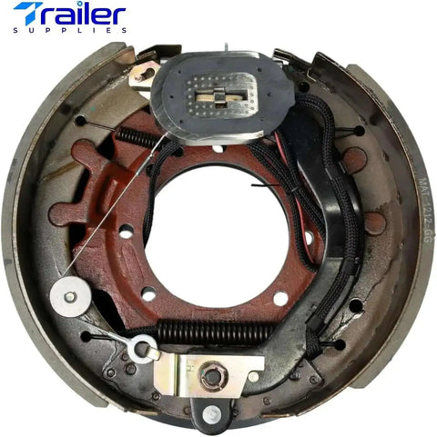 Front view of Heavy Duty Left Hand Self Adjusting Electric Brake Assembly For 12K To 15K Trailer Axles, 12-1/4" x 5" drum, 7-hole flange.