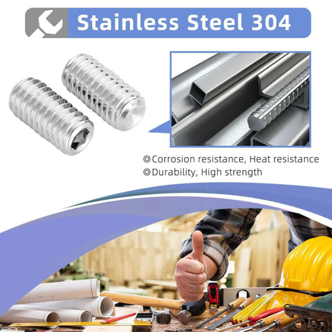 Cup Point Socket Set Screws 5/16-18 By 1/2 Inch Internal Hex Drive 304 Stainless Steel Grub Screws With Hex Wrenches, showcasing durability and strength for machinery, automotive, and DIY projects.