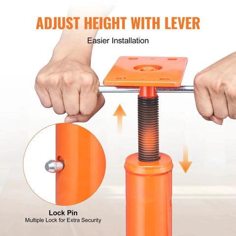 Heavy Duty Floor Jack Post Lift 53 To 93 Inch Adjustable Height 18000 Lbs with lever and lock pin mechanism