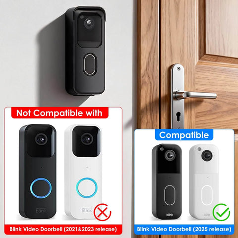 Adhesive No Drill Door Mount For 2025 Blink Video Doorbell 2nd Gen Anti Theft Bracket installation on door not compatible with 2021 and 2023 releases