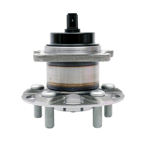 Front view of a Rear Wheel Bearing Hub Assembly Set Of 2 For 2010 Through 2015 Toyota Prius And 2012 Through 2015 Prius Plug In Heavy Duty 5 Lug