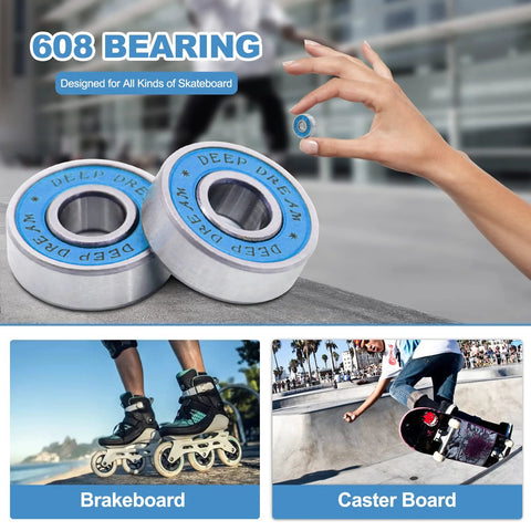Amazon 608RS skateboard bearings, chrome steel, 20-pack, 8x22x7mm, double rubber sealed deep groove