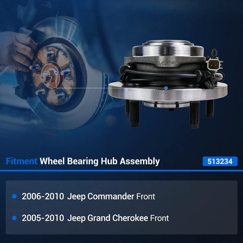 Front Wheel Hub And Bearing Assembly 5 Lug With ABS Fits 2005 2006 2007 2008 2009 2010 Jeep Grand Cherokee And Commander