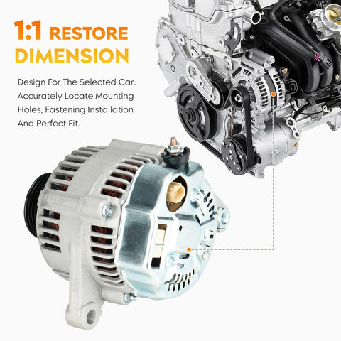Alternator Replacement For Jeep TJ 4.0L 2000 And Wrangler 4.0L 2000 81 Amp 12V CW Rotation S6 Pulley ER Regulator Premium Quality