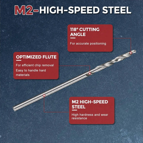12 Piece Drill Bit Set Size Fifty Diameter 1.78 Mm, 50 Mm Overall Length, 25 Mm Flute, M2 High Speed Steel drill bit with labels