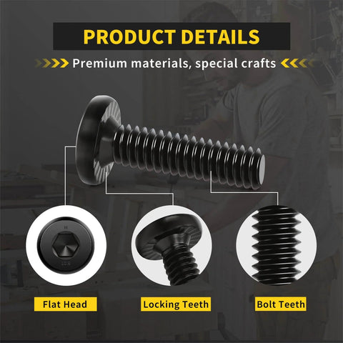 1/4-20 Flat Head Hex Socket Cap Screws Bolts, 1/2 Inch Length, 25 Pack, Fully Threaded, Allen Hex Drive, Electrophoresis Finish