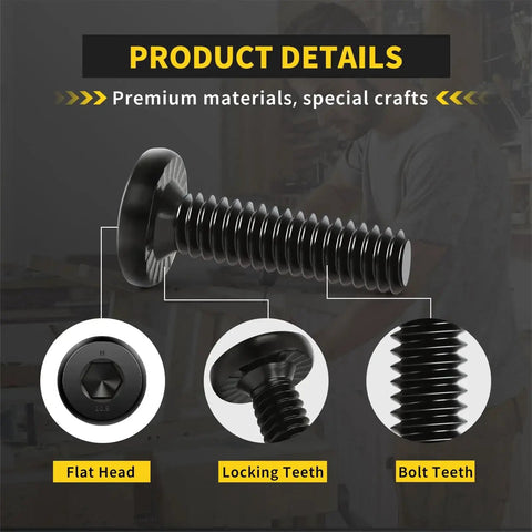 Close-up of 1/4-20 Inch Flat Head Hex Socket Cap Screws Bolts 3/4 Inch Long Fully Threaded 25 Pack with details highlighted.