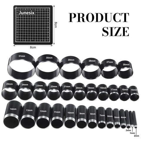 Leather Circle Cutter Tool Set With 31 Circle Punch Dies For DIYers And Leather Pros Includes 1 To 25mm And 30 35 40 45 50 55mm