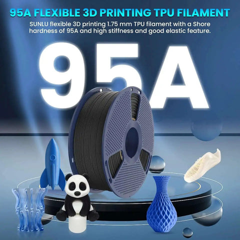 High Speed Flexible TPU Filament 1.75mm 1kg For Fast Prints With Dimensional Accuracy About 0.03mm; spool with 3D samples