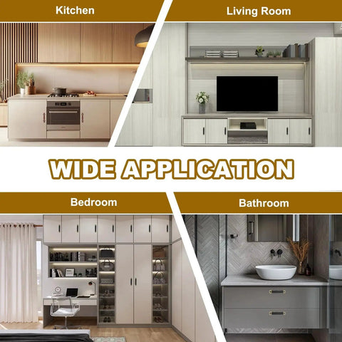 Wide application of Brown PU Leather Drawer Pulls in kitchen, living room, bedroom, and bathroom cabinets and furniture.