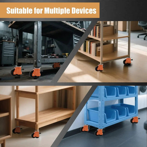 Height Adjustable Stem Leveling Casters With Ratchet Handle, Includes Half Inch And M12 Stem Sizes, shown on various carts