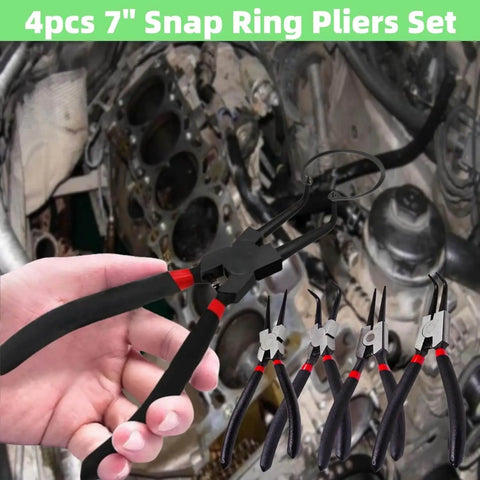 4 Piece Snap Ring Pliers Set For Automotive Use Internal And External Circlip Pliers Kit With Straight And 90 Degree Bent Jaw Tips Heavy Duty