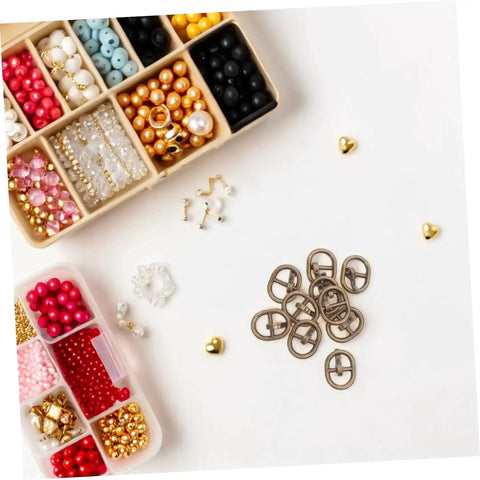 Handy Mini Buckle Sewing Kit 150 Piece Set for Doll Clothes and DIY Craft Projects with alloy fasteners, beads, and charms.