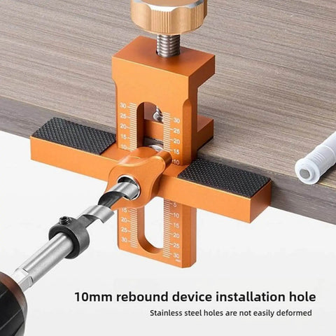 Effortless Cabinet Door Installation Positioner with premium aluminum alloy build and adjustable clamp system in use