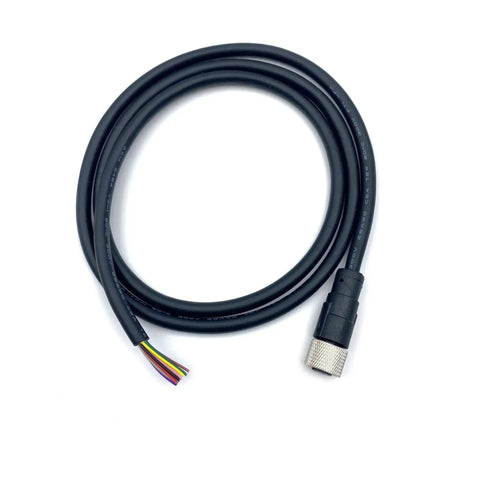 M12 12 Pin Female Connector Cable A Code Straight Aviation Plug Pro Grade Electrical Cable with exposed wires, AWG26, 0.5 Meter.