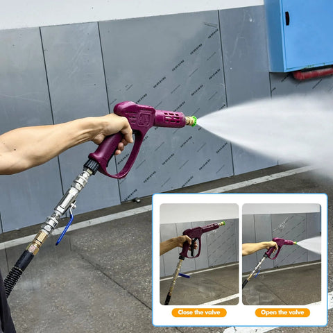 Purple LSORPWK ball valve pressure washer spray gun with 3/8 inch quick-connect and stainless steel fittings