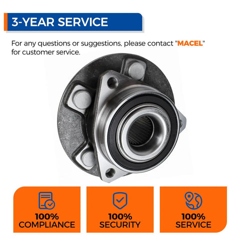 Drop In Replacement Five Lug Wheel Hub And Bearing Assembly With Encoder ABS For 2008 Through 2014 Cadillac CTS And 2010 Through 2015 Chevy Camaro And 2018 Through 2019 Cadillac XTS And 2018 Through 2019 Chevy Impala, front view