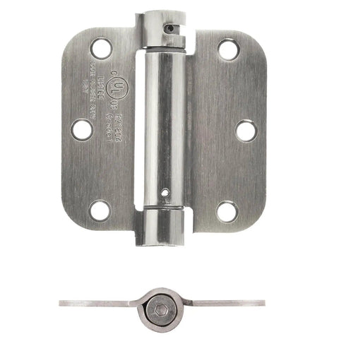 Self-Closing Door Hinge For Standard Doors Satin Nickel Finish Three And A Half Inch By Three And A Half Inch Five Eighths Inch Radius