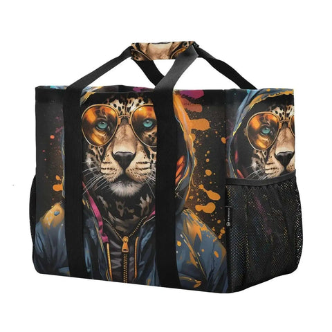 Cheetah Print Large Tote Bag For Women Canvas Tote Purse Reusable Grocery Bag Top Handle Handbag Travel