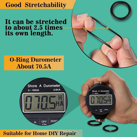 Good stretchability demonstration of Pro Grade Hydraulic O Ring Kit With 420 Pieces For ORS ORFS Fittings Buna N 70A