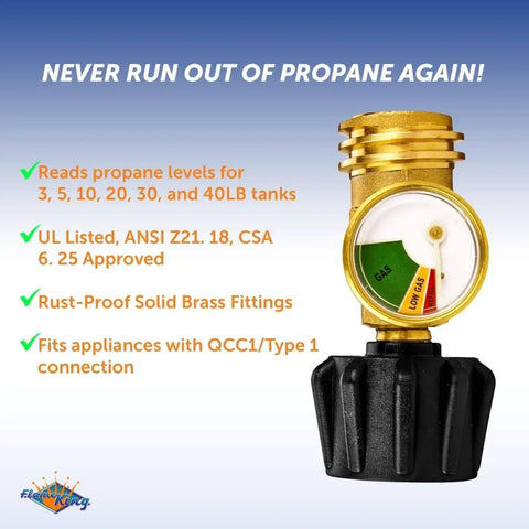 Propane Tank Gauge Level Indicator And Gas Pressure Meter With Color Coded Glow In The Dark Universal For All Cylinders Solid Brass 2 Pack