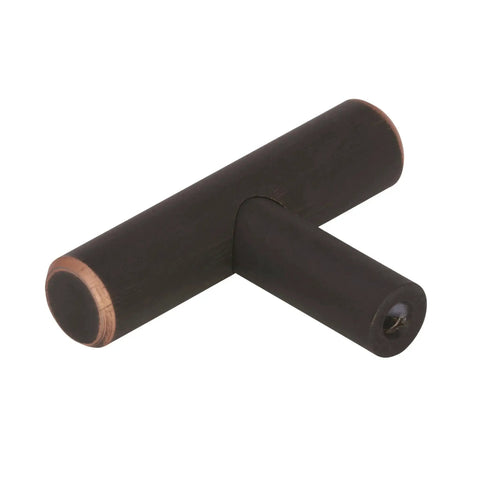 Oil Rubbed Bronze Cabinet Knob 1-15/16 Inch Length, Contemporary Drawer Knob for Cabinets and Furniture, Warm Copper Highlights