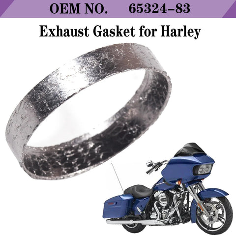 Harley exhaust gasket sheets, graphite/steel mesh, 48mm ID, 2 pcs, fits 1984+ Harley-Davidson bikes