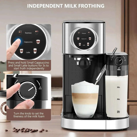 Barista-Grade 3-In-1 20 Bar Espresso Machine For Home Use With Dual Boiler And Automatic Milk Frother, Touchscreen Control.